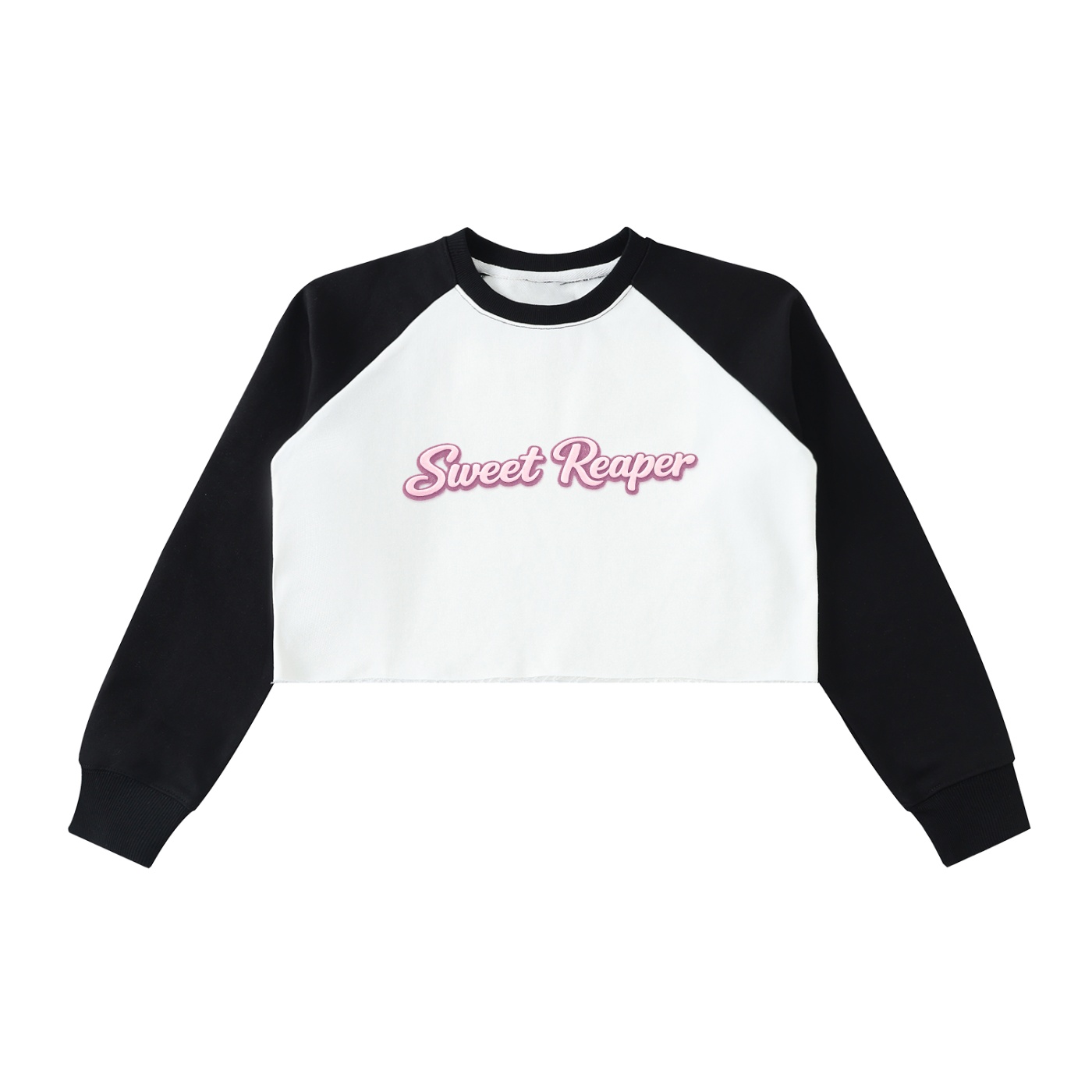 Raw-Hem Color-Block Raglan Crop Sweatshirt - Image 5