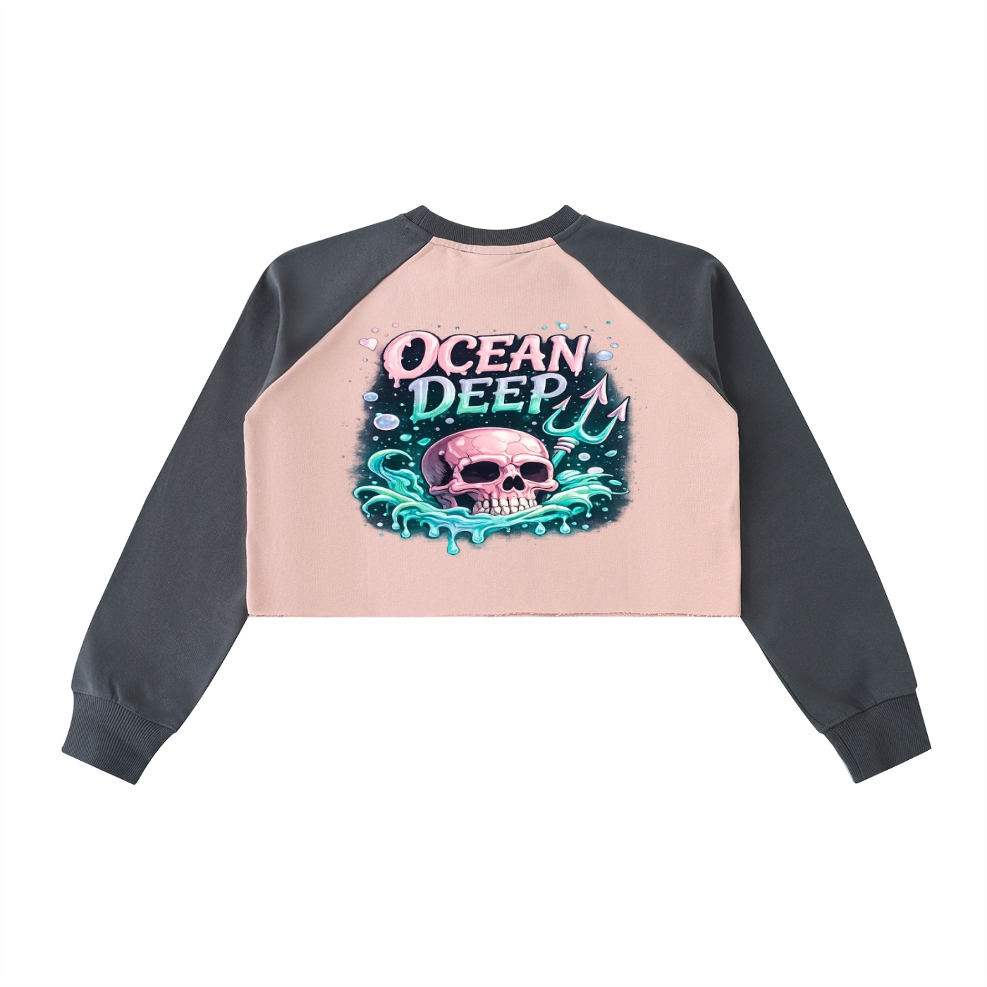 Raw-Hem Color-Block Raglan Crop Sweatshirt - Image 4