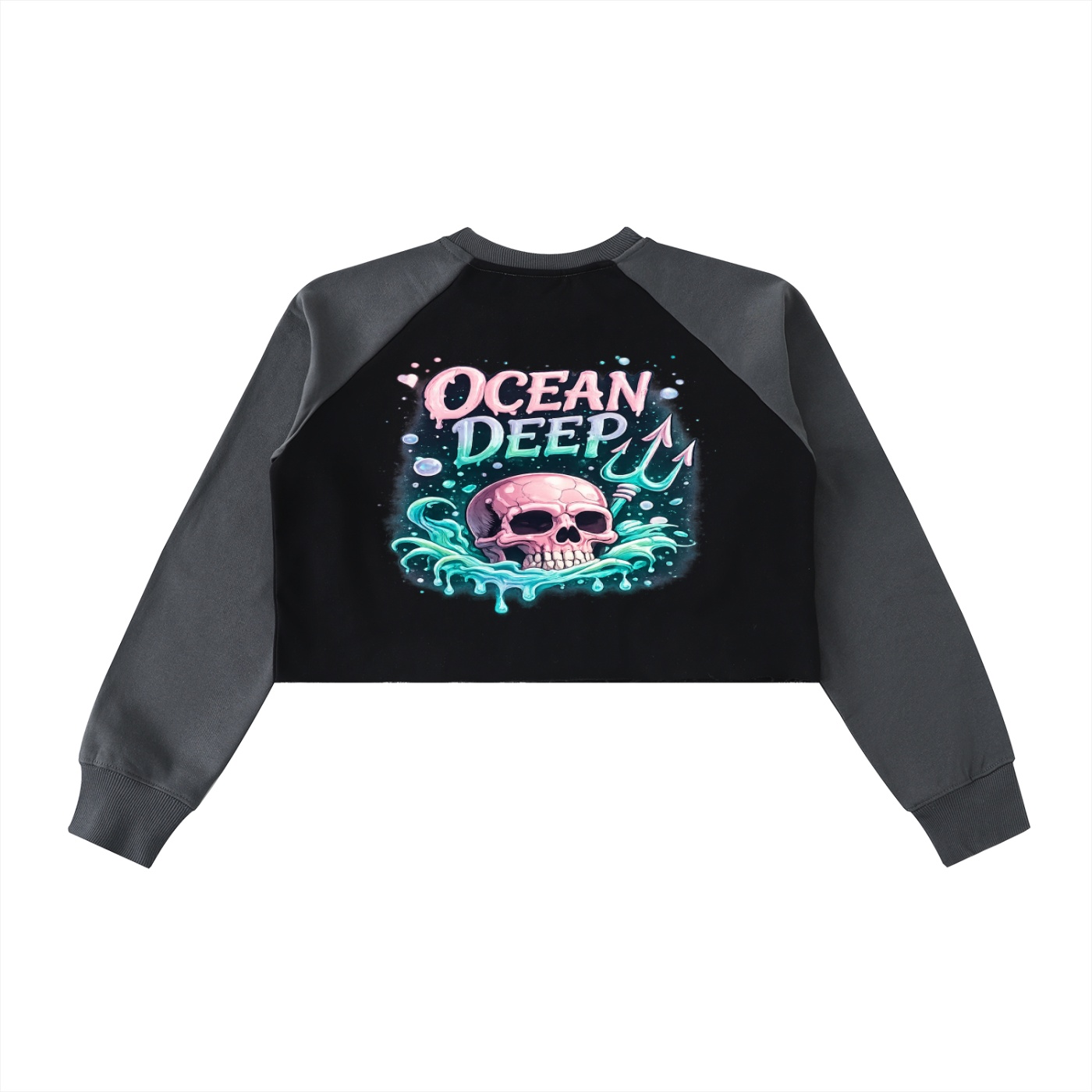 Raw-Hem Color-Block Raglan Crop Sweatshirt - Image 8