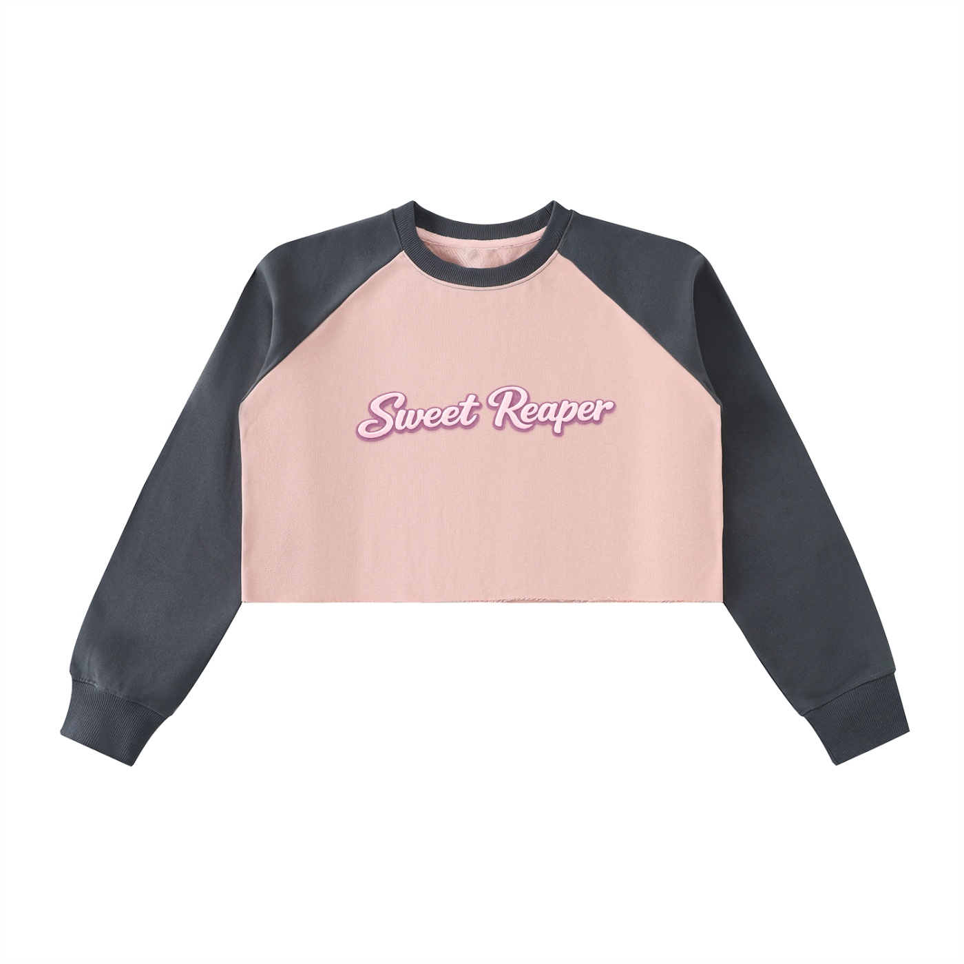 Raw-Hem Color-Block Raglan Crop Sweatshirt - Image 3