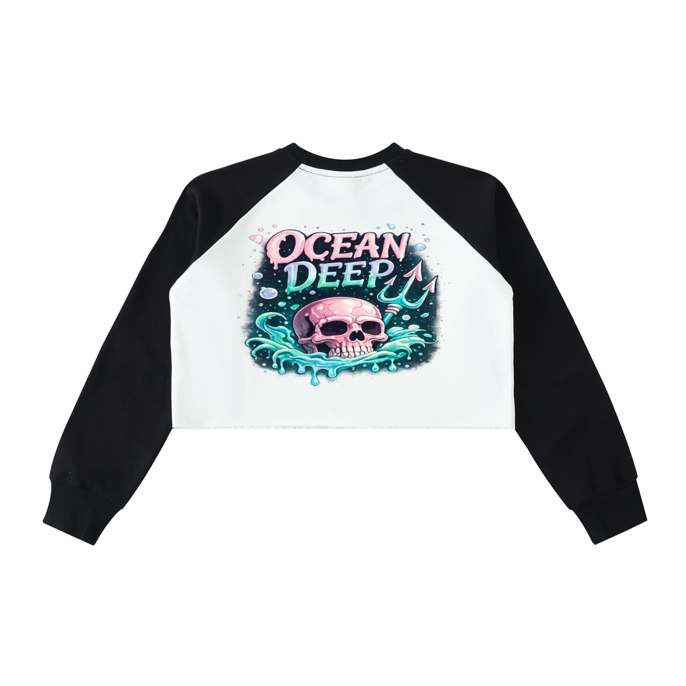 Raw-Hem Color-Block Raglan Crop Sweatshirt - Image 6
