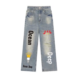 Vintage Wash Distressed Denim Jeans