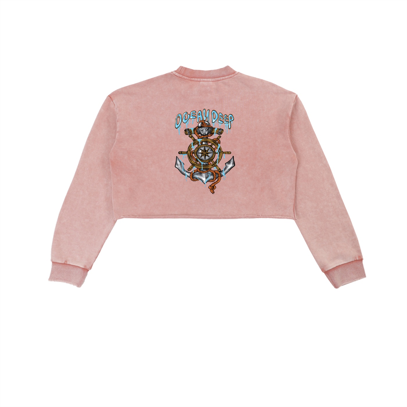 Snow Washed Raw Edge Cropped Sweatshirt - Image 2