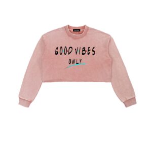 Snow Washed Raw Edge Cropped Sweatshirt