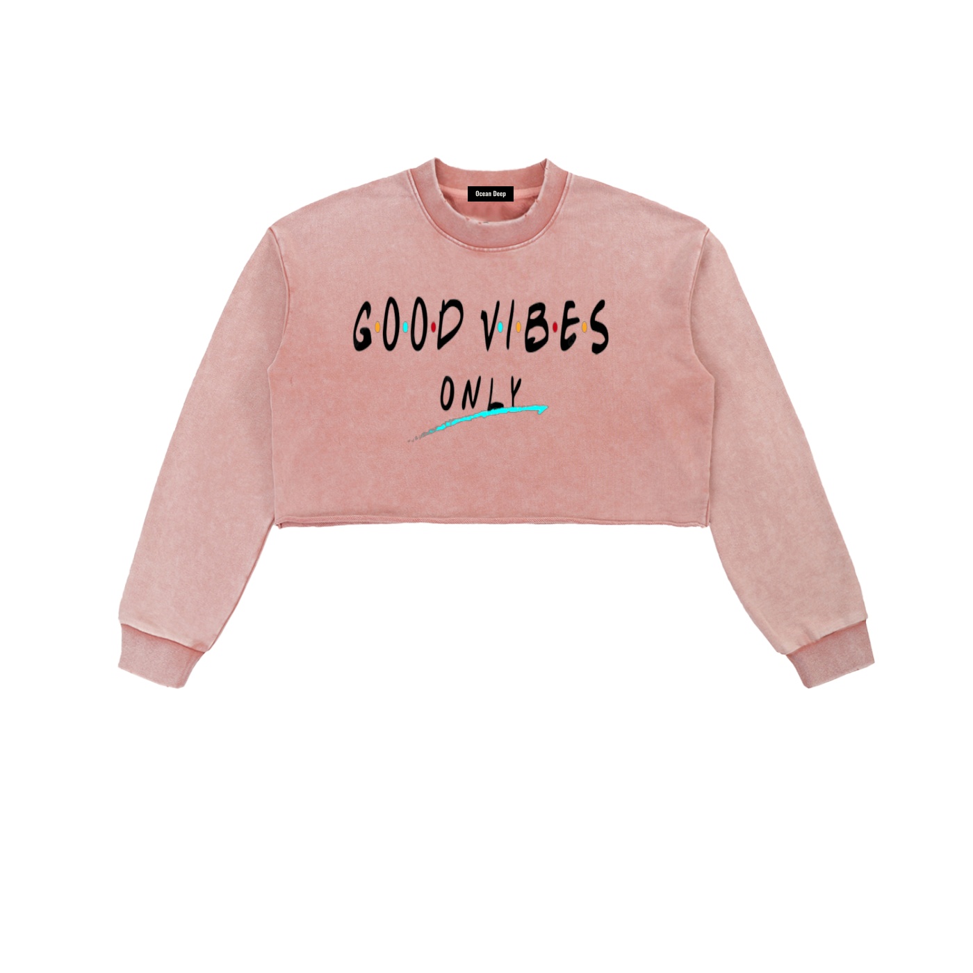 Snow Washed Raw Edge Cropped Sweatshirt
