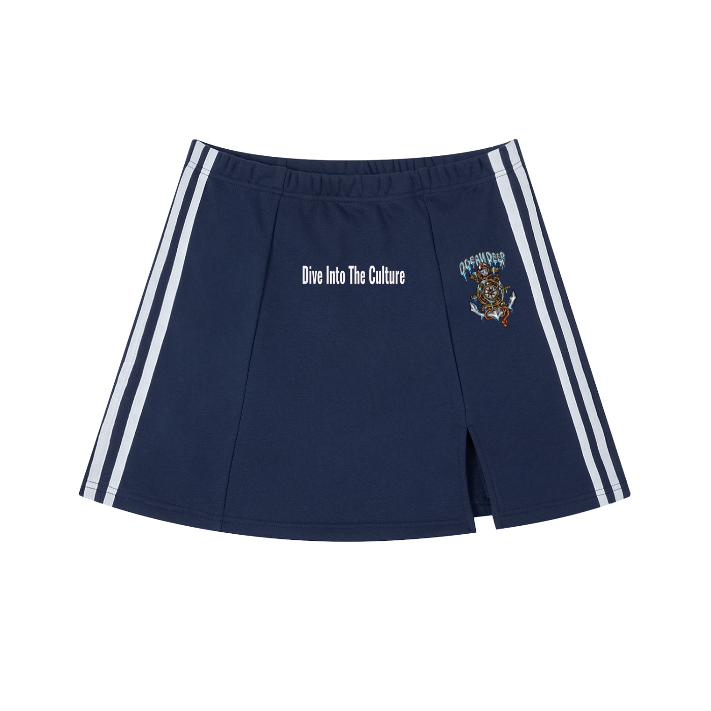 Contrast Side Stripe Slit Skirt