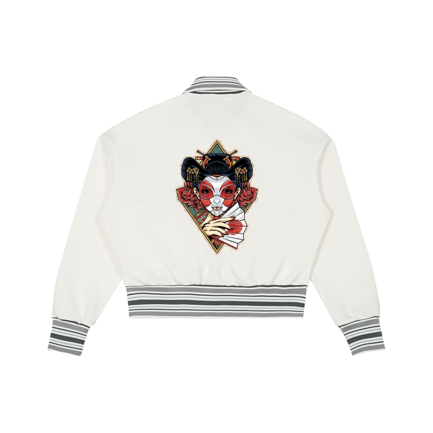 Striped Rib Collar Zip Jacket - Image 2