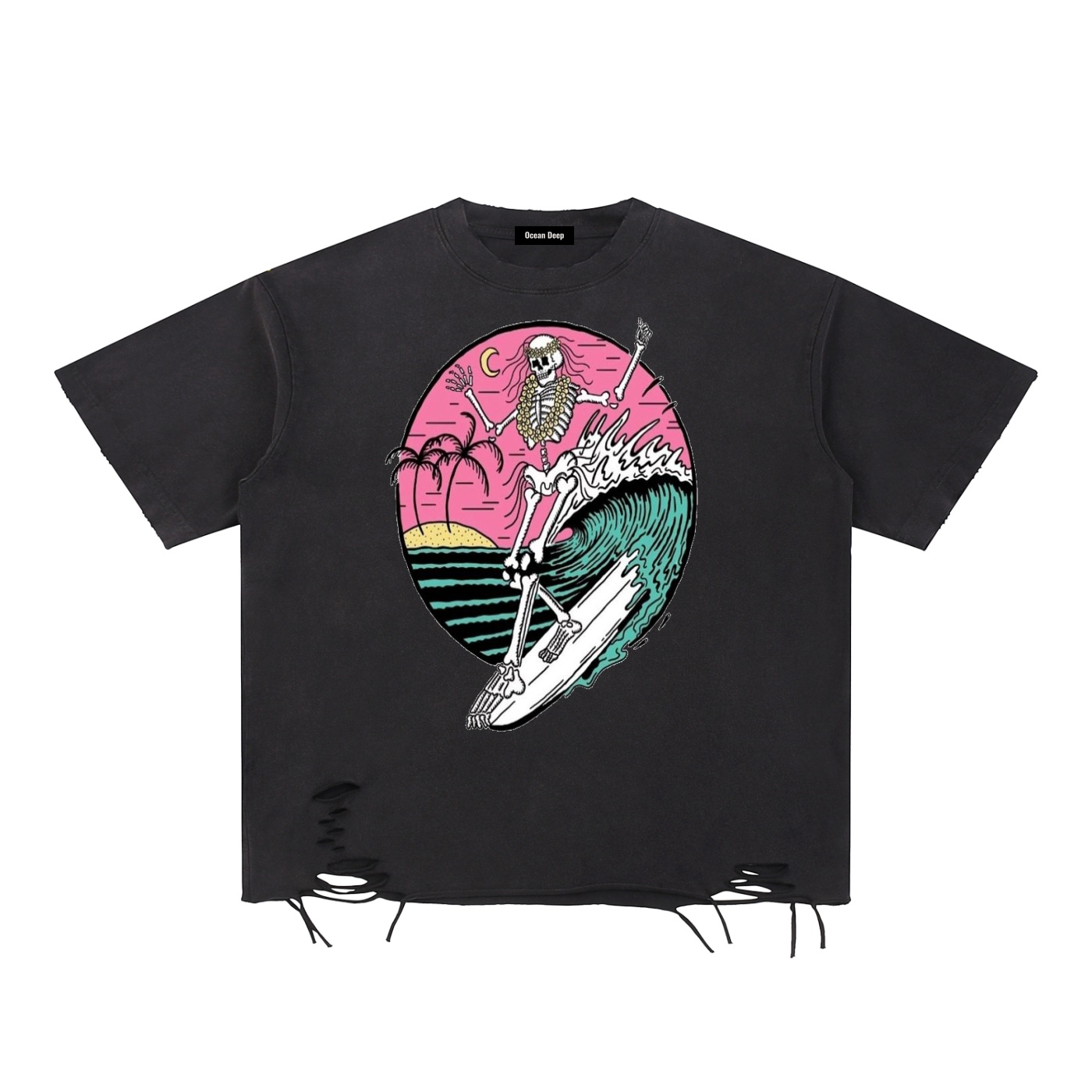 Snow Washed Raw-Hem T-Shirt