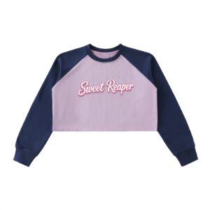 Raw-Hem Color-Block Raglan Crop Sweatshirt